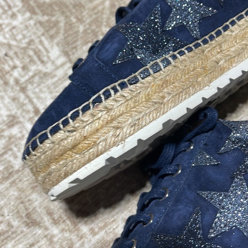 Marc Fisher Navy Suede Espadrille Sneakers with Silver Star Accents - Picture 7 of 14